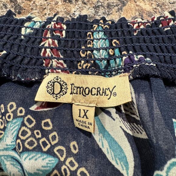 NWT Democracy Top Off Shoulder Floral Sheer Boho Fairy Whimsigoth Retro Size 1X - Picture 3 of 7